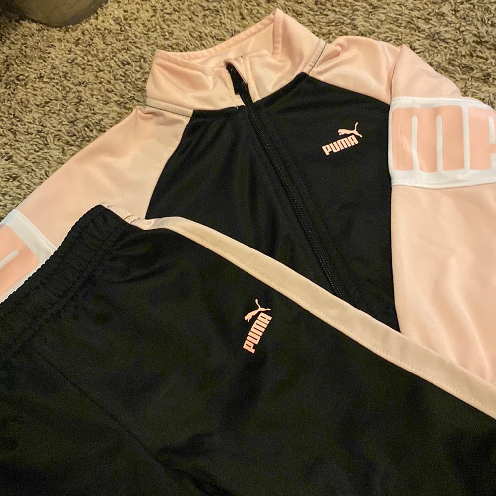 Pink & Black Pink Toddler Puma Tracksuit